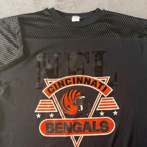 Vintage Cincinnati Bengals Artex Mesh Jersey Large NFL Spell Out Black USA 90s